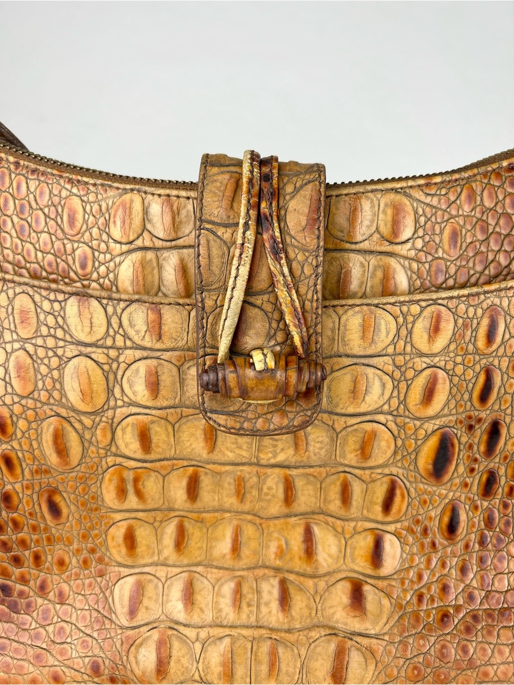 Brahmin Isabelle Vintage Toasted Almond Croco Embossed Leather Shoulder Bag - Picture 5 of 16